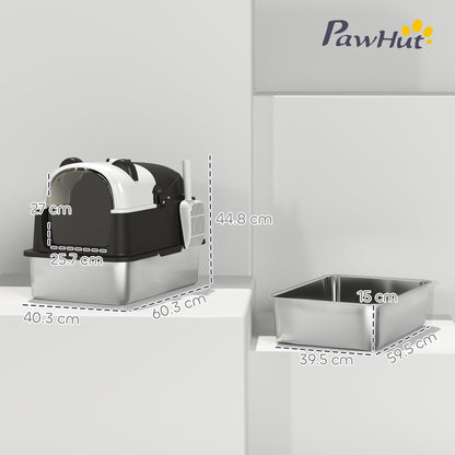 Dimensions of the stainless steel cat litter box and its separate tray