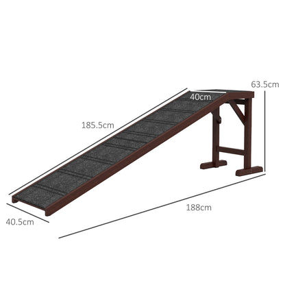 The pet steps and ramp shown with technical lines indicating the product dimensions