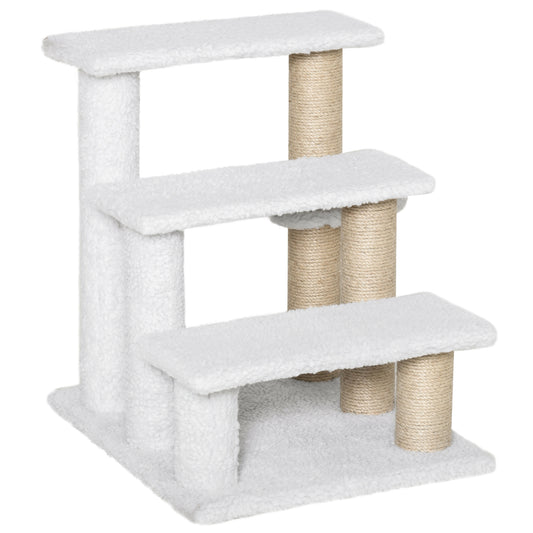 PawHut Pet Stair with 3-step Climb Ladder in White
