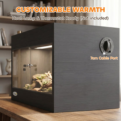 Customizable warmth reptile enclosure with cable port