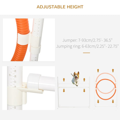 Close up of adjustable height settings on the dog agility equipment jumper and jumping ring