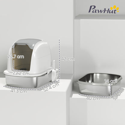 Dimensions of the stainless steel cat litter box and a separate litter tray