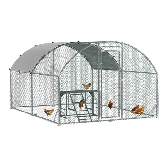 PawHut Walk In Chicken Run with activity shelf and cover, a large outdoor coop for chickens
