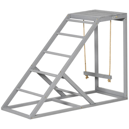 PawHut Wooden Chicken Coop Toy with Swing featuring a ladder leading to a raised platform