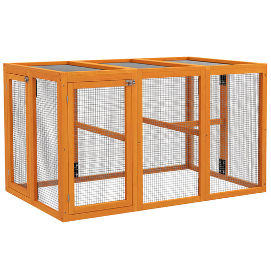 PawHut Wooden Chicken Coop with Combinable Design in Orange