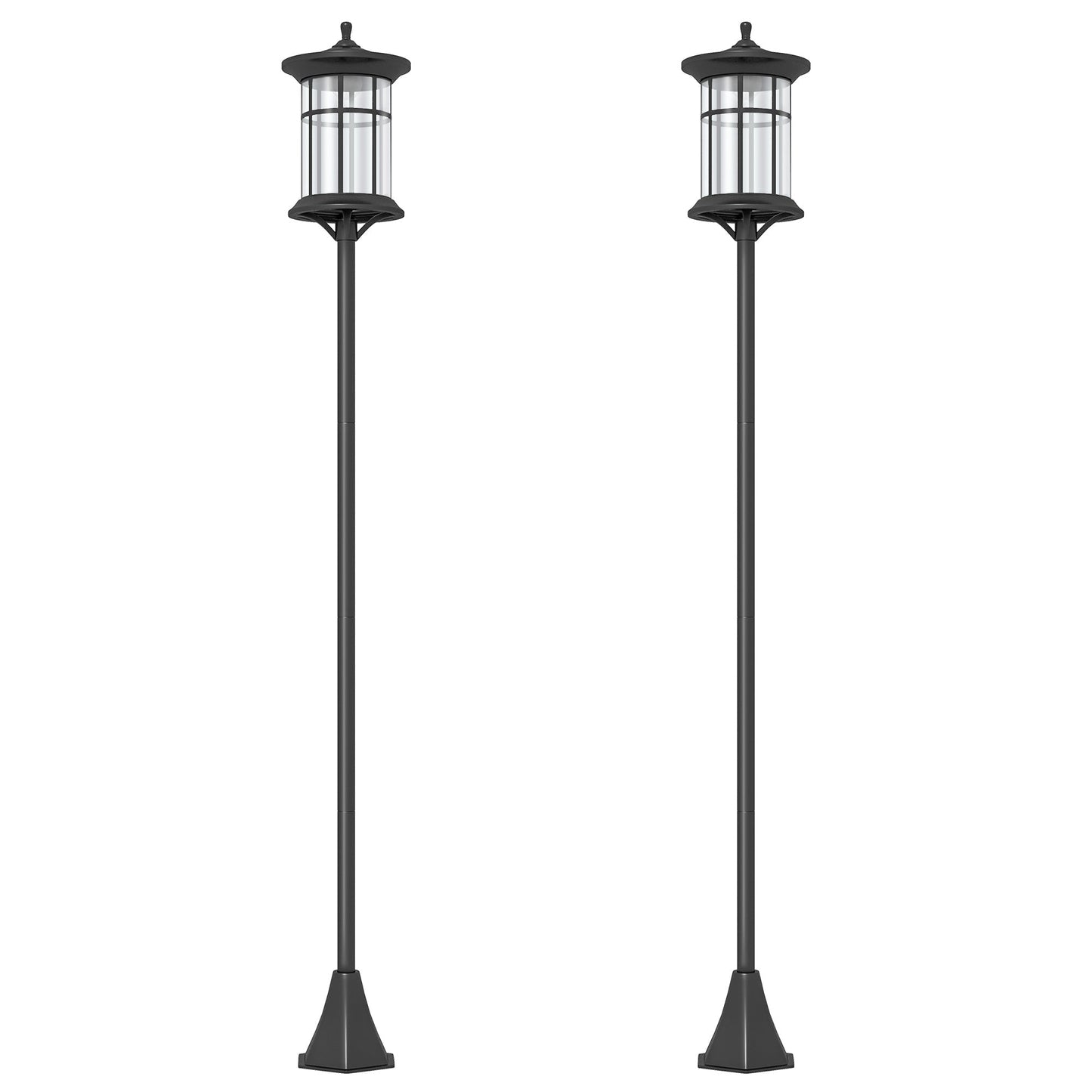 Outsunny Set of Two 1.8m Traditional Style Solar Lamp Posts - Black