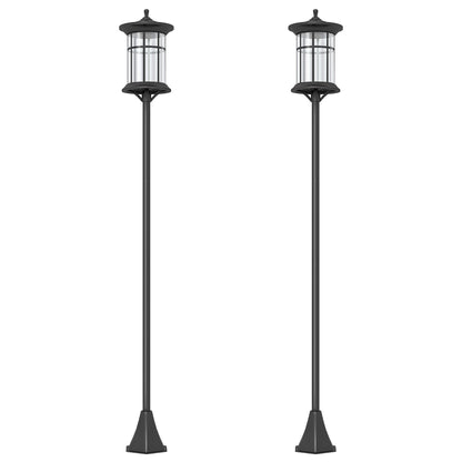 Outsunny Set of Two 1.8m Traditional Style Solar Lamp Posts - Black