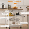 HOMCOM Rolling Kitchen Island Trolley Cart Drawer Shelves Basket Wheels W/ 6 Bottle Wine Rack White