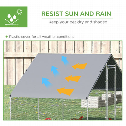 PawHut Walk In Chicken Run مع رف أنشطة الدجاج والغطاء، 3 × 6 × 2 متر