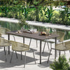 Outsunny Garden Table, Outdoor Dining Table for 6 People, 160 x 90 x 74 cm, with Rust Resistant Metal Frame, WPC Top, for Balcony, Terrace, Dark Grey