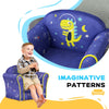 AIYAPLAY Kids Armchair with Planet Dinosaurs Design, Wooden Frame, for Bedroom, Playroom, Kids Room - Blue