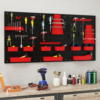 The tool storage board is displayed with various tools like hammers and wrenches
