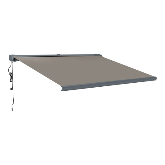 Outsunny Full Cassette Electric Awning with Remote Controller in Light Grey