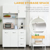 HOMCOM Kitchen Cupboard, 183cm Tall Storage Cabinet with Countertop, Sideboard with 3 Small Drawers, Flip Up Top Door, 3 Cabinet Doors and Open Shelves, 100W x 39.5D x 183.5H cm, White