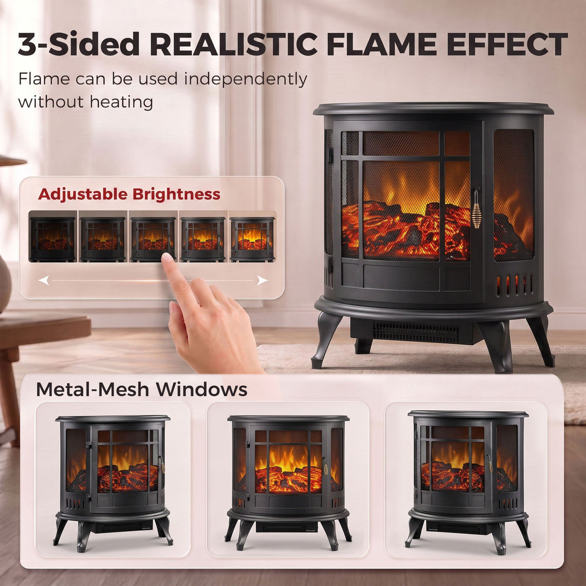 HOMCOM Electric Fireplace Stove in Black
