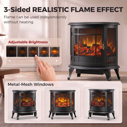 HOMCOM Electric Fireplace Stove in Black