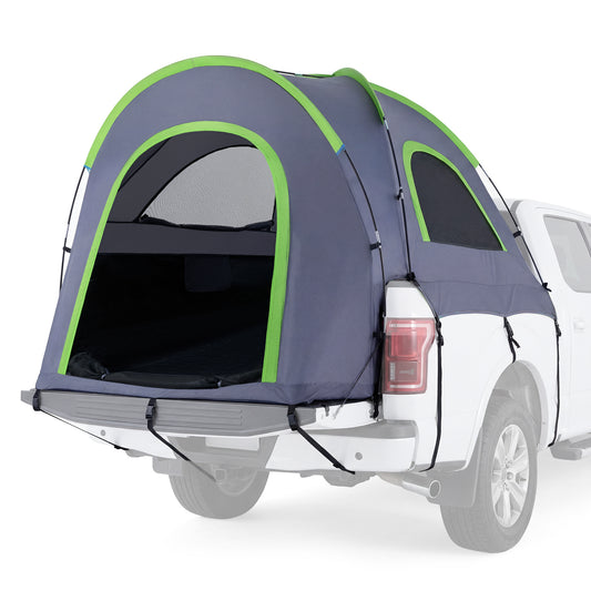 Pickup Truck Tent 168-177 CM Waterproof PU2000mm attached to the back of a white pickup truck