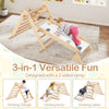 3-in-1 Pikler Triangle Climbing Set with Dual-Side Ramp and Adjustable Climbing Triangle-Natural