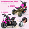 6V Kids Ride-on Motorcycle with 2-wheel/3-wheel Conversion & Detachable Training Wheels-Pink