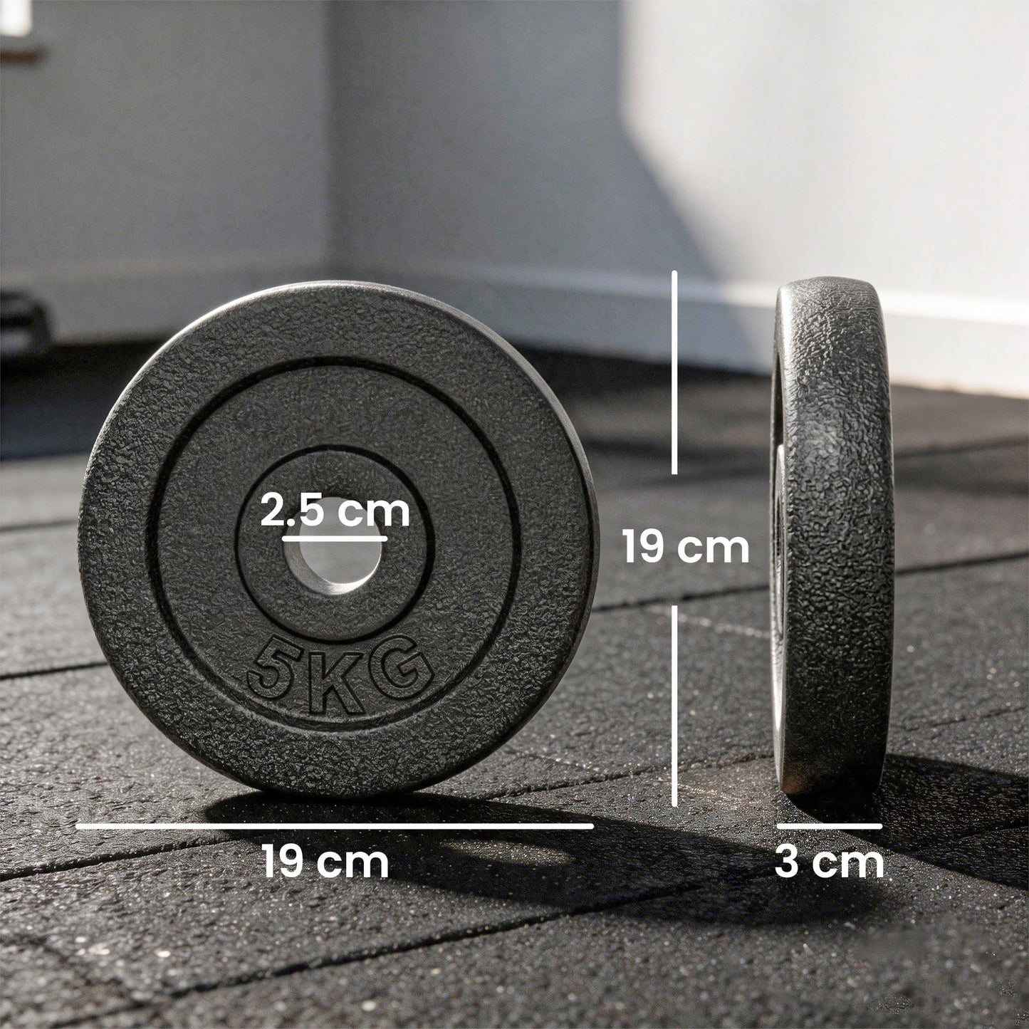SPORTNOW Weight Plates Set, 1"/2.5cm Weight Disc Pair, 4 x 5kg Metal Dumbbell/Barbell Plates for Home Gym