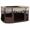 PawHut Foldable Dog Pen with Storage Bag for Indoor/Outdoor Use, Portable Pet playpen, with Ground Stakes - Brown