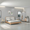HOMCOM Bedroom Furniture Set, Wardrobe with Hanging Rod, Side Cabinet with Wood Legs, Bedside Table with Drawer, Nature Wood Finish and White