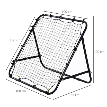 HOMCOM Adjustable Rebounder Net Kickback Target Goal for Teens Adults Training, Black