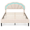 Platform Bed with Adjustable Petal Headboard and Wooden Slats Support-King Size
