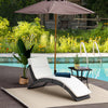 Outsunny Folding Sun Lounger, PE Rattan Garden Lounger Chair with Soft Padded Cushion, Ergonomic Curved Design Sun Bed for Balcony, Garden, Black