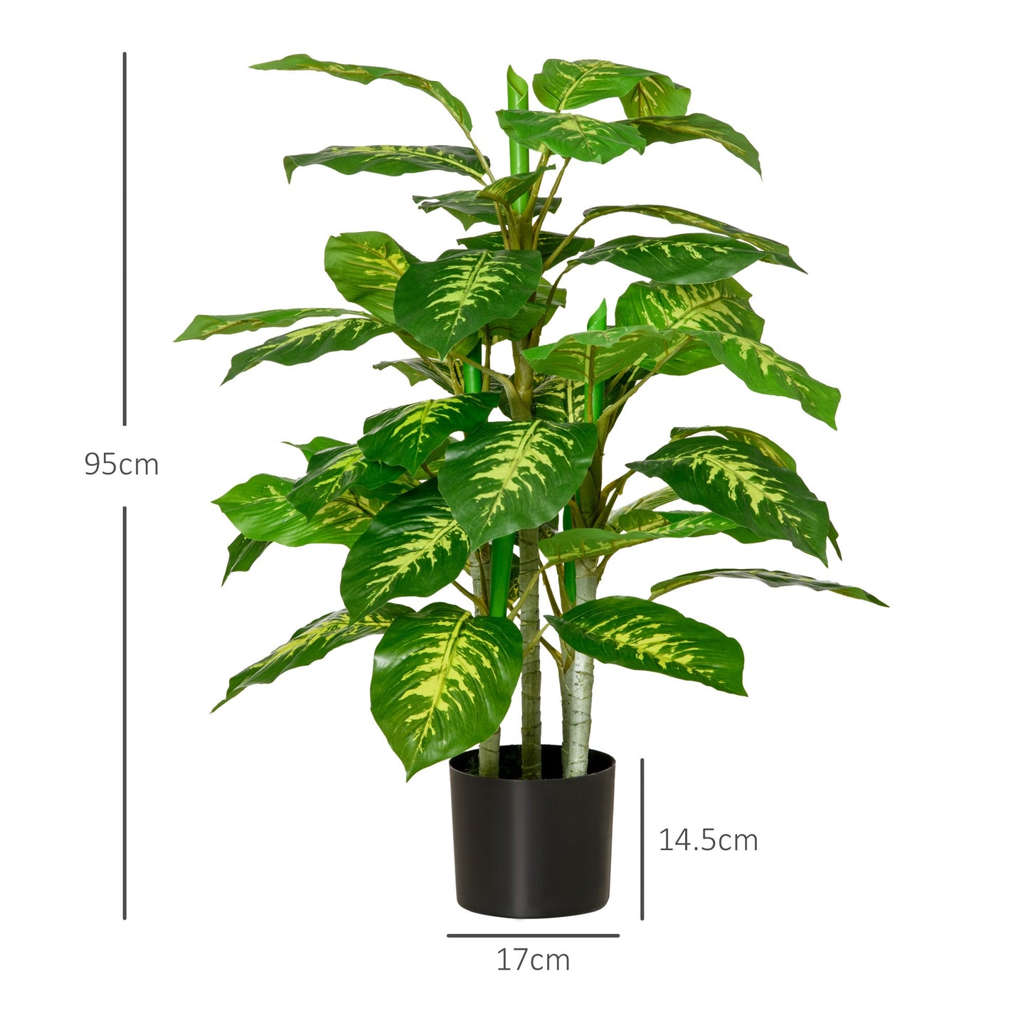 HOMCOM 2 PCs Artificial Evergreen Tree Fake Decorative Plant in Nursery Pot for Indoor Outdoor Décor, Green