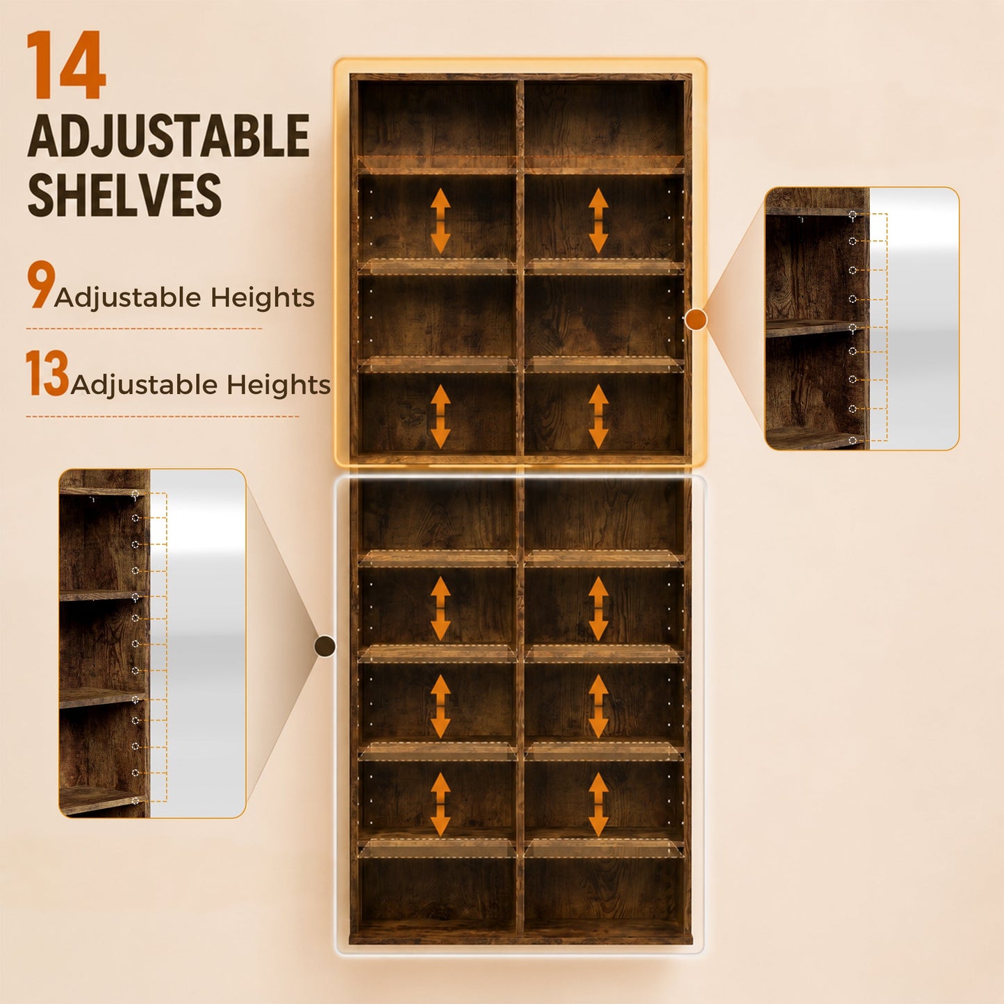 HOMCOM 640 CD Storage Tower - Rustic Brown