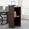 Podium Stand Hostess Stand for Speakers with Storage Shelf-Brown