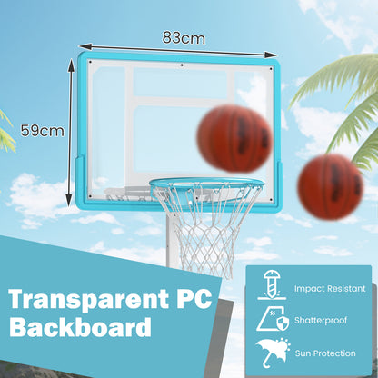 Close up of the shatterproof backboard on the basketball hoop