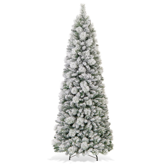 Pop up Artificial Christmas Tree standing against a plain white background