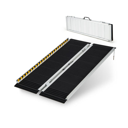 Portable Aluminum Wheelchair Ramp with Transition Plate-4FT unfolded on a white background