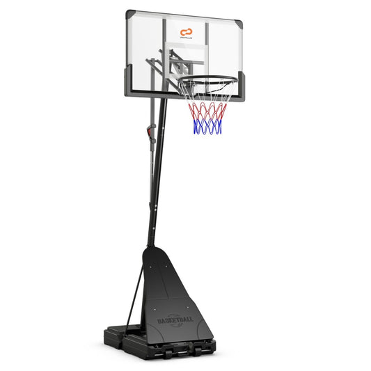 Portable Basketball Hoop 1.05-3.05m Adjustable with Shatterproof Backboard standing on white background