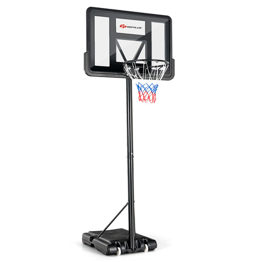 Portable Basketball Hoop with 1.35-3.05m Adjustable Height, front view of the hoop and backboard