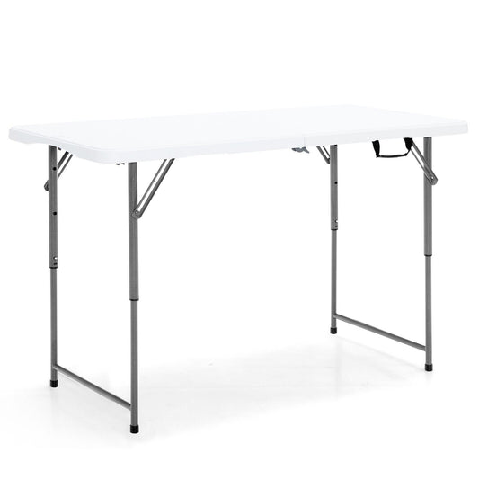 Portable Bi-fold Picnic Table with 3-Level Height Adjustment set up on a white background