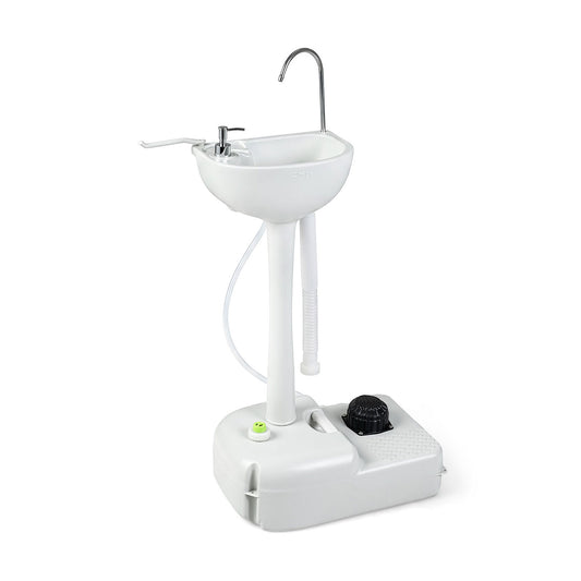 Portable Camping Sink with towel Holder and Rolling Wheels on a white background
