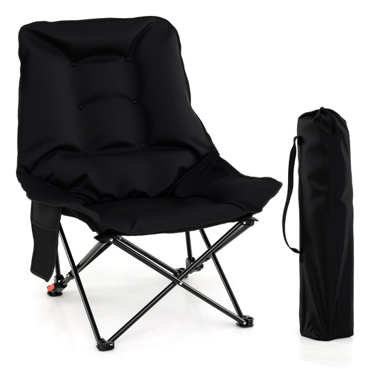 Portable Folding Camping Chair shown with its black carry bag on a white background
