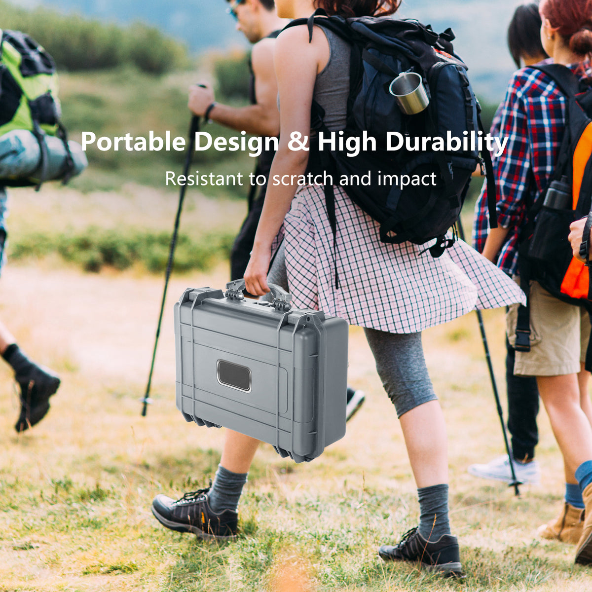 The camping case is carried by a person outdoors