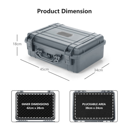 Product dimension diagram for the grey hard case