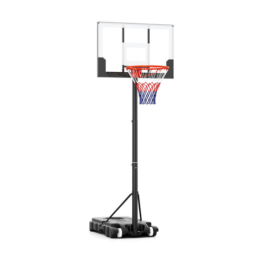 Portable Kids Basketball Hoop Outdoor Feet with a white shatterproof backboard and red net