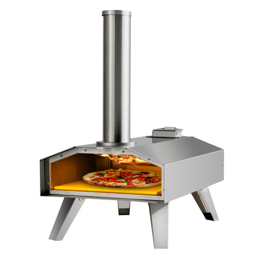 Portable Outdoor Stainless Steel Pizza Oven for Camping Picnic with a pizza cooking inside