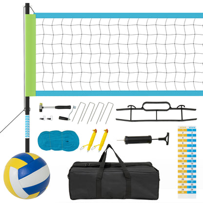 Portable Outdoor Volleyball Net Set with all components including ball, pump, and carry bag
