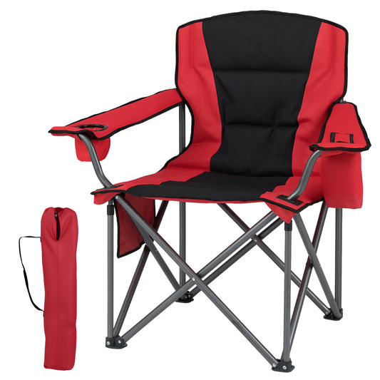 Portable Oversized Camping Chair in red with black accents and a carry bag