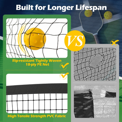 Portable Regulation Size Pickle Ball Net System, the sport equipment highlighting the durable net and fabric construction