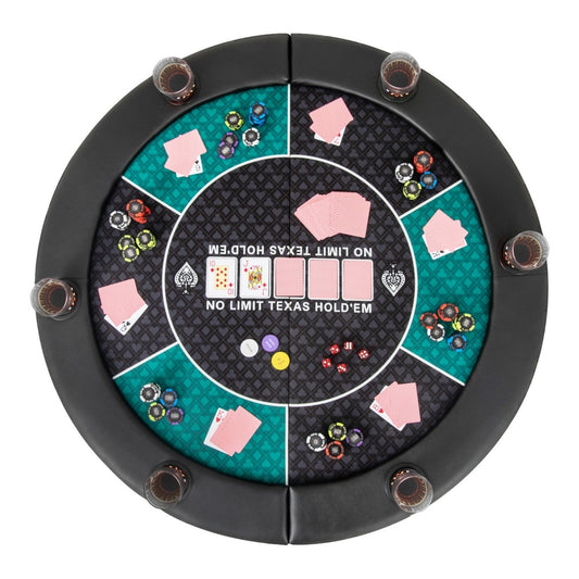 Portable Round Blackjack Board Game Mat with Carrying Bag laid out flat showing green playing surface and black padded edge