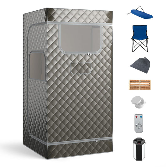 Portable Steam Sauna for Home with 3L Steam Generator shown with all included accessories