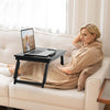 Portable Bamboo Laptop Lap Tray with Adjustable Legs and Tilting Top-Brown
